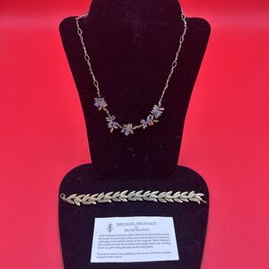 Michael Michaud Silver Seasons Olympic Myrtle Necklace and Bracelet Amethyst